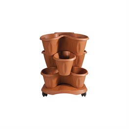 VASO TRIFOGLIO - SET 3 PZ. CON SOTTOVASO - TERRACOTTA (C. 30015A)